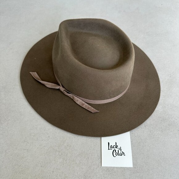 NWT Lack Of Color Moss Zulu Wool Felt Fedora Hat In Moss Brown Wide Brim - Picture 6 of 11